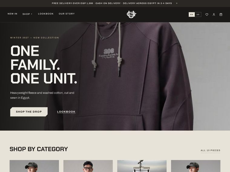 Homepage — Winter 2027 collection hero