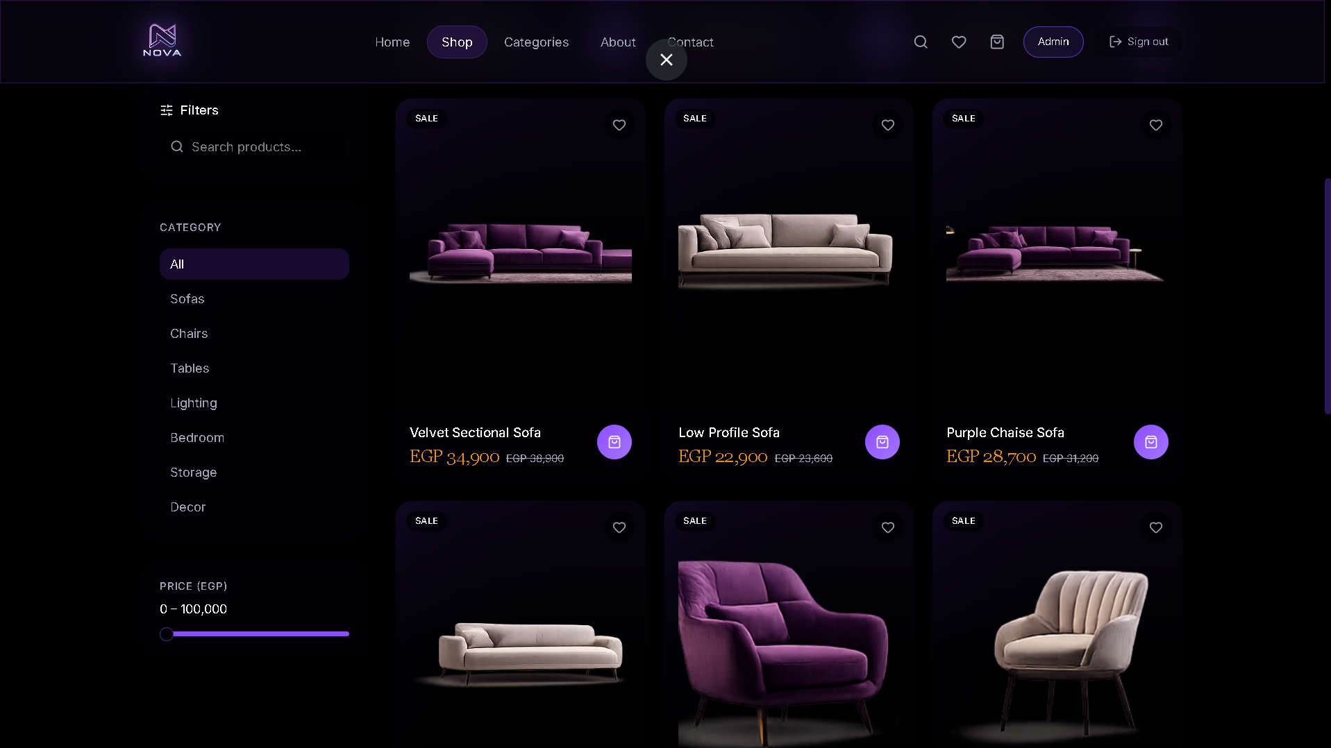 Nova Luxury — shop / product grid